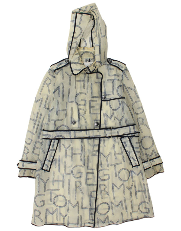 Tommy Hilfiger Donna Graphic Raincoat UK 10 Small Off White Poliuretano