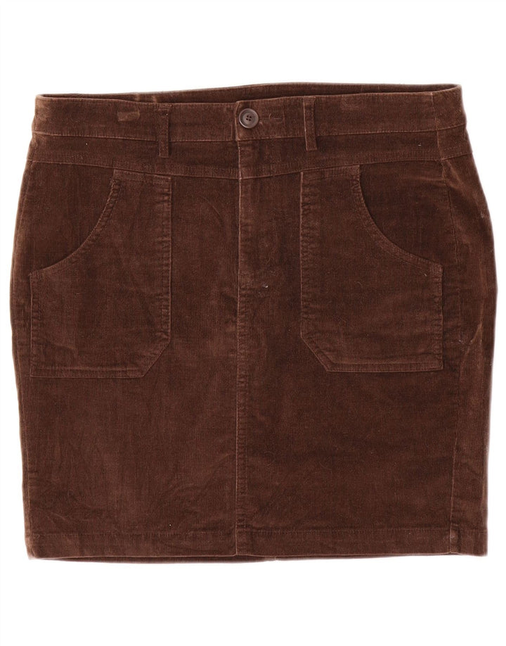 Mini gonna da donna in velluto a coste Benetton IT 44 media W32 cotone marrone