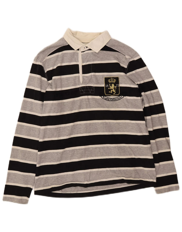 Polo da rugby grafica da uomo a maniche lunghe LOTTO a righe nere medie