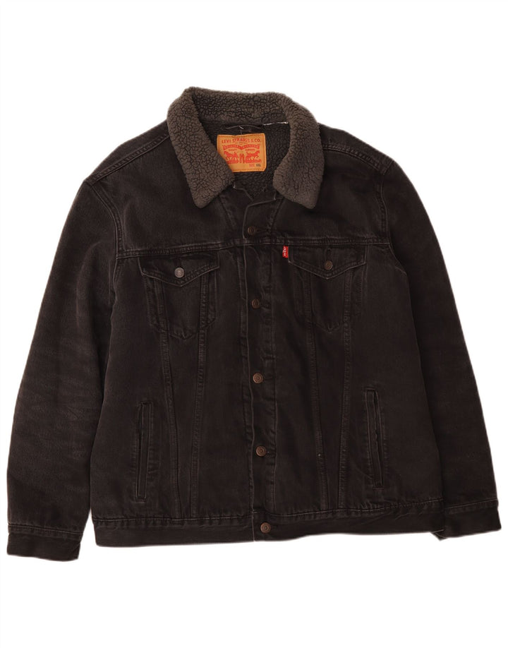 Giacca Levi's da uomo in denim sherpa UK 44 2XL cotone nero