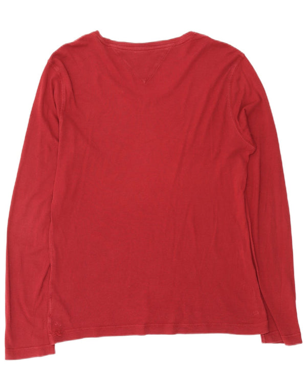 Tommy Hilfiger Uomo Top Manica Lunga UK 14 Medio Borgogna Cotone