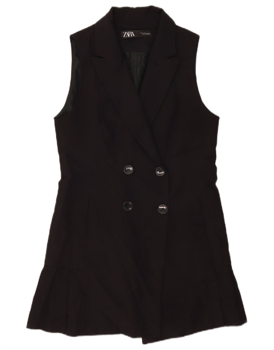 Cappotto doppiopetto senza maniche da donna Zara UK 12 medio nero