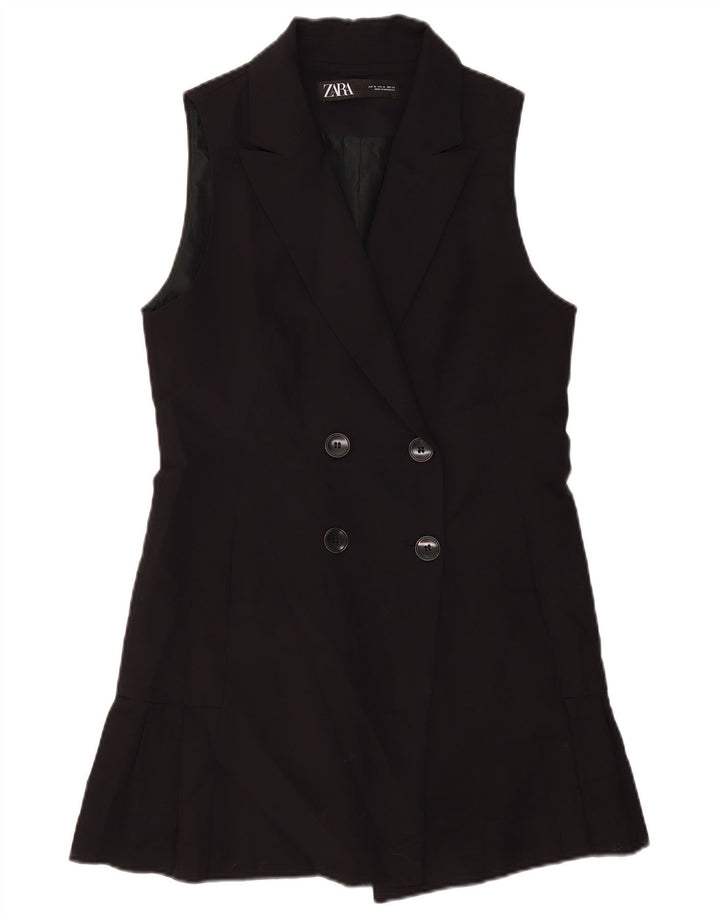 Cappotto doppiopetto senza maniche da donna Zara UK 12 medio nero