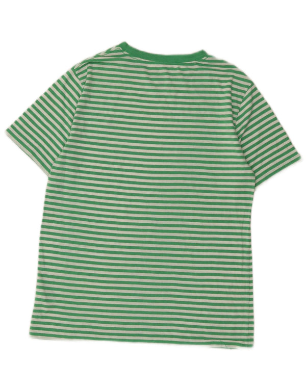 Polo Ralph Lauren T-shirt da donna Top UK 14 Large Green Striped Cotton