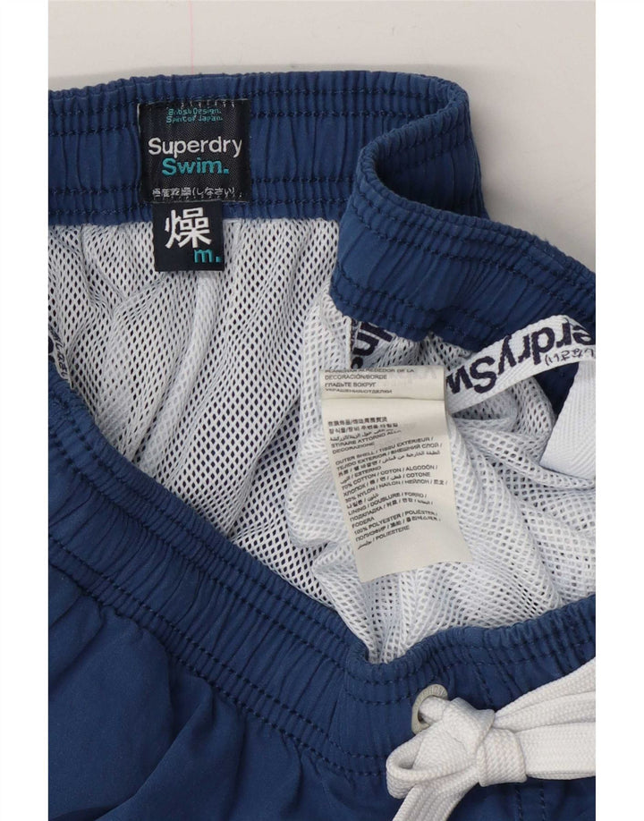 Pantaloncini da bagno con grafica da uomo Superdry, cotone color block medio blu navy