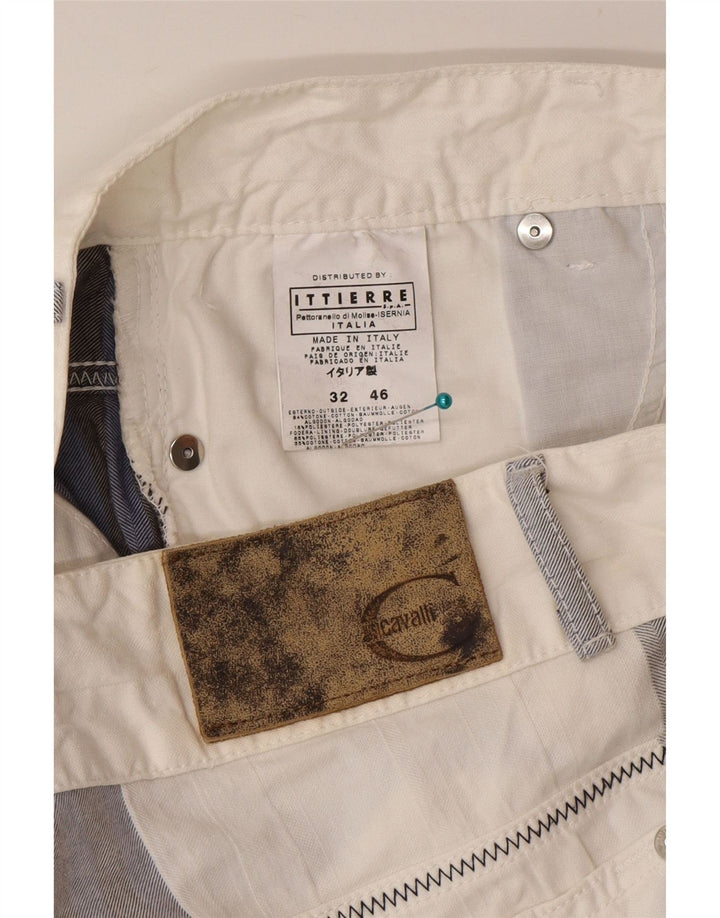 Pantaloni casual da donna Bootcut Cavalli IT 46 Large W32 L27 a righe bianche