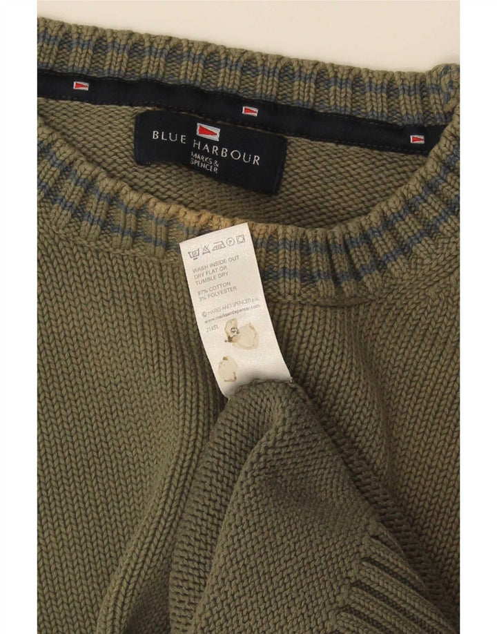 Maglione maglione girocollo da uomo Marks & Spencer grande cotone verde