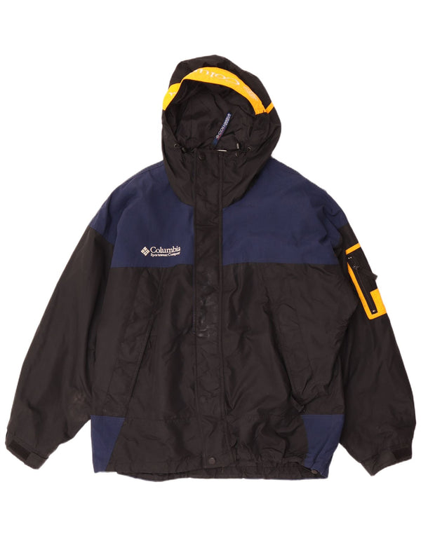 Giacca antipioggia da uomo con cappuccio grafico Columbia UK 40 Large Black Colourblock