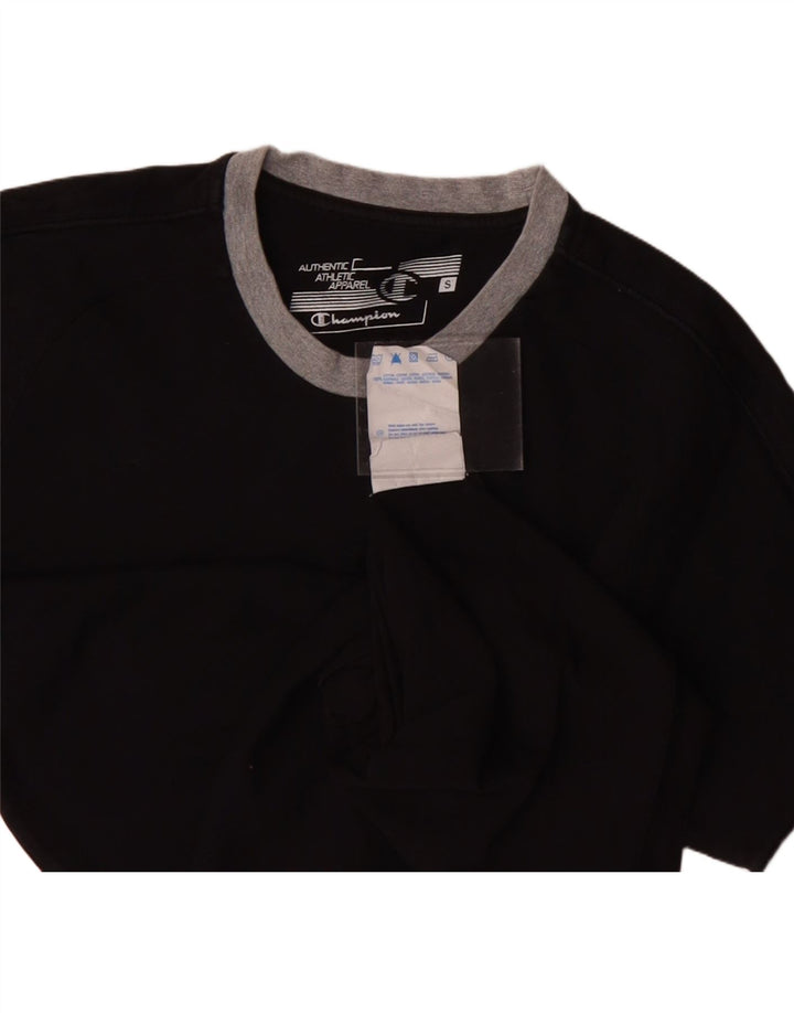 CHAMPION Mens Short Sleeve T-Shirt Top Small Black Cotton Vintage Champion and Second-Hand Champion from Messina Hembry 