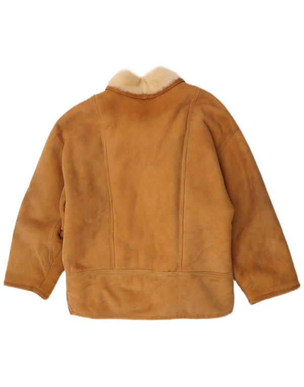 Giubbotto oversize in shearling vintage da donna IT 42 Colorblock marrone medio