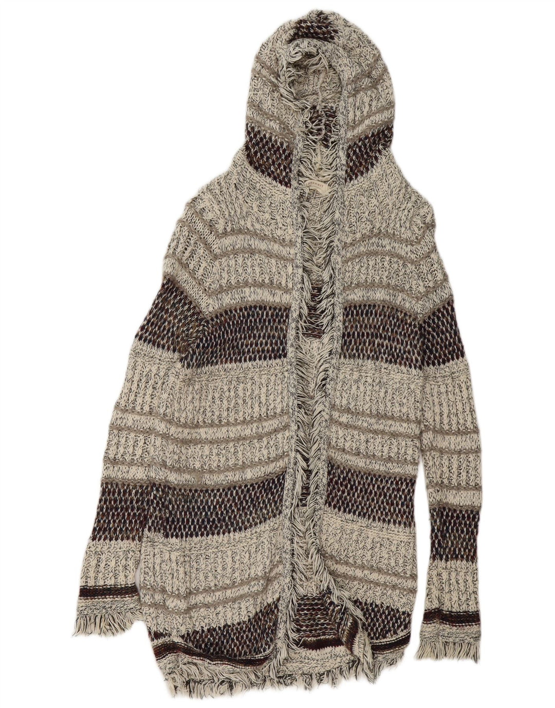 Maglione cardigan con cappuccio lungo da donna ZARA UK 14 medio multicolore