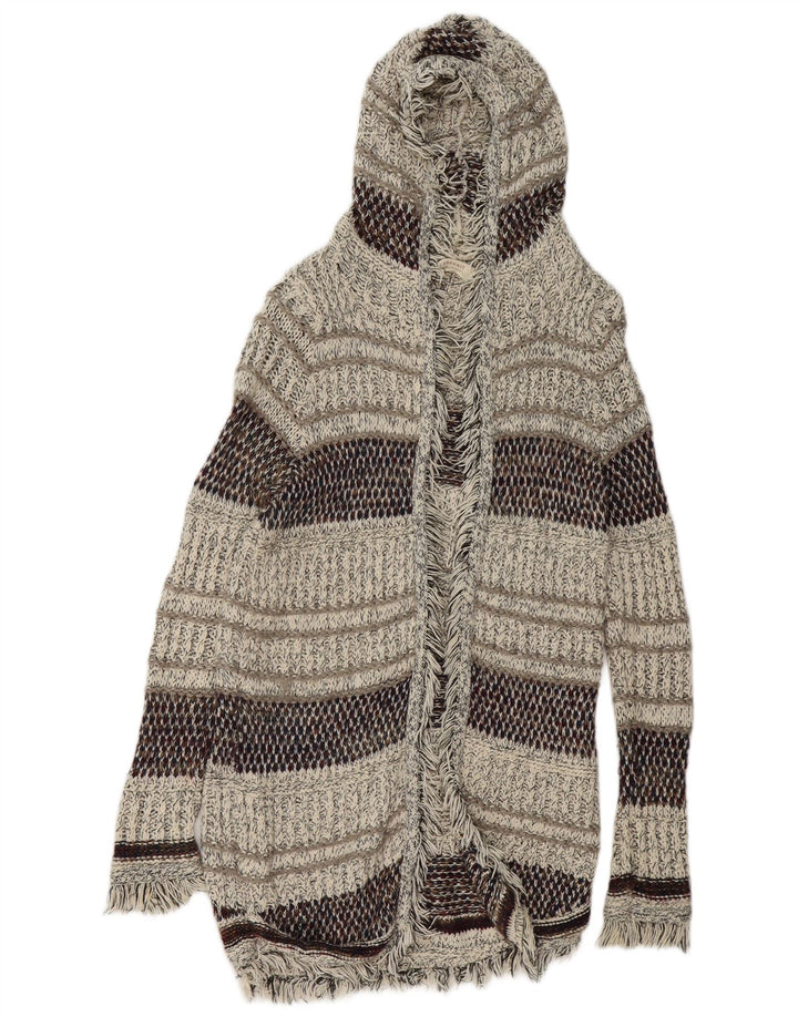 Maglione cardigan con cappuccio lungo da donna ZARA UK 14 medio multicolore