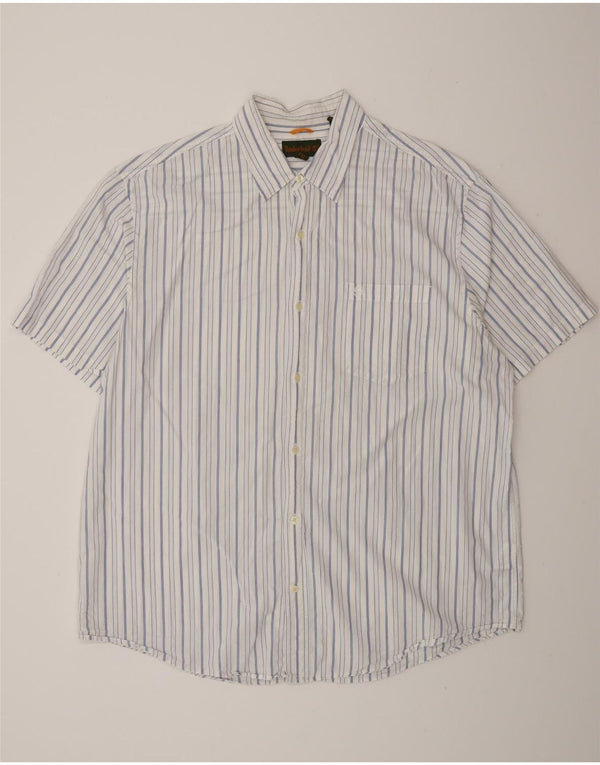 Camicia a maniche corte da uomo Timberland 2XL cotone a righe bianche