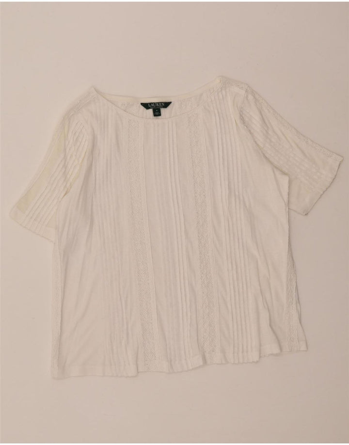 Top in camicetta da donna Ralph Lauren UK 14 bianco medio