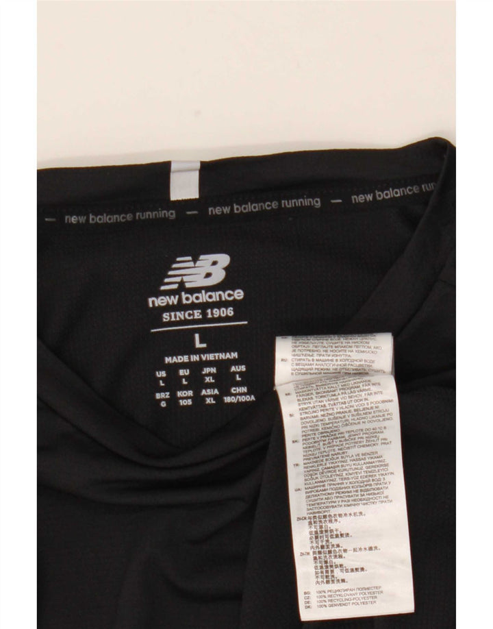 New Balance Maglia da uomo a maniche lunghe grande nera in poliestere