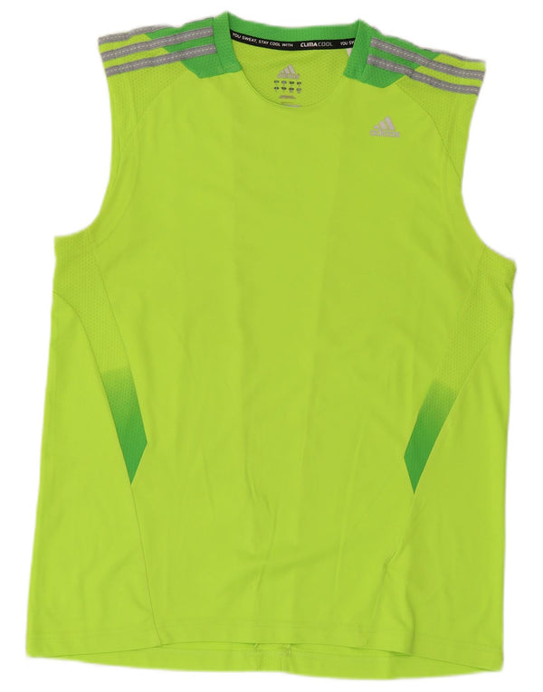 Adidas Mens Climacool Vest Top Large Green Colourblock Polyester