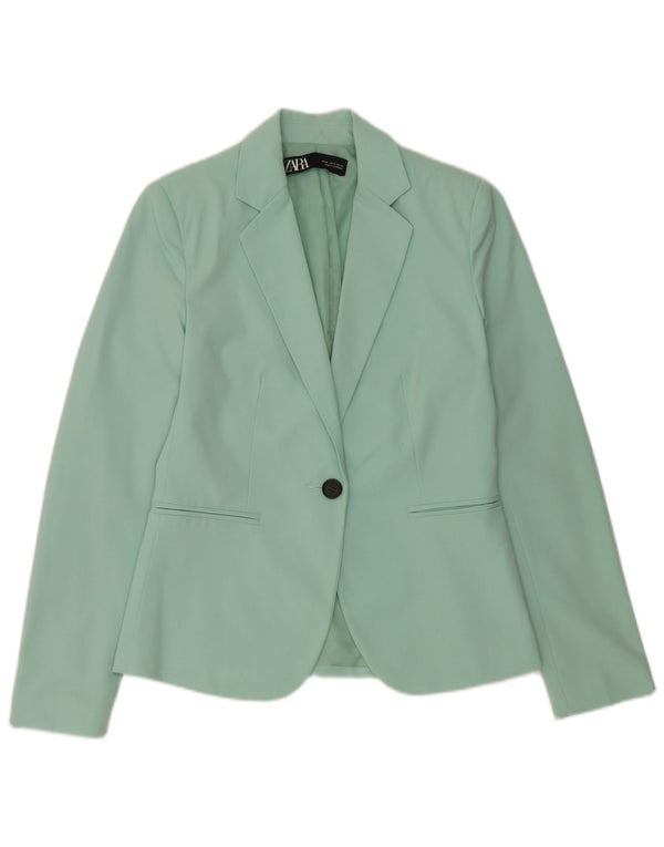 Zara Womens 1 Button Blazer Jacket EU 34 2XS Turquoise Polyester