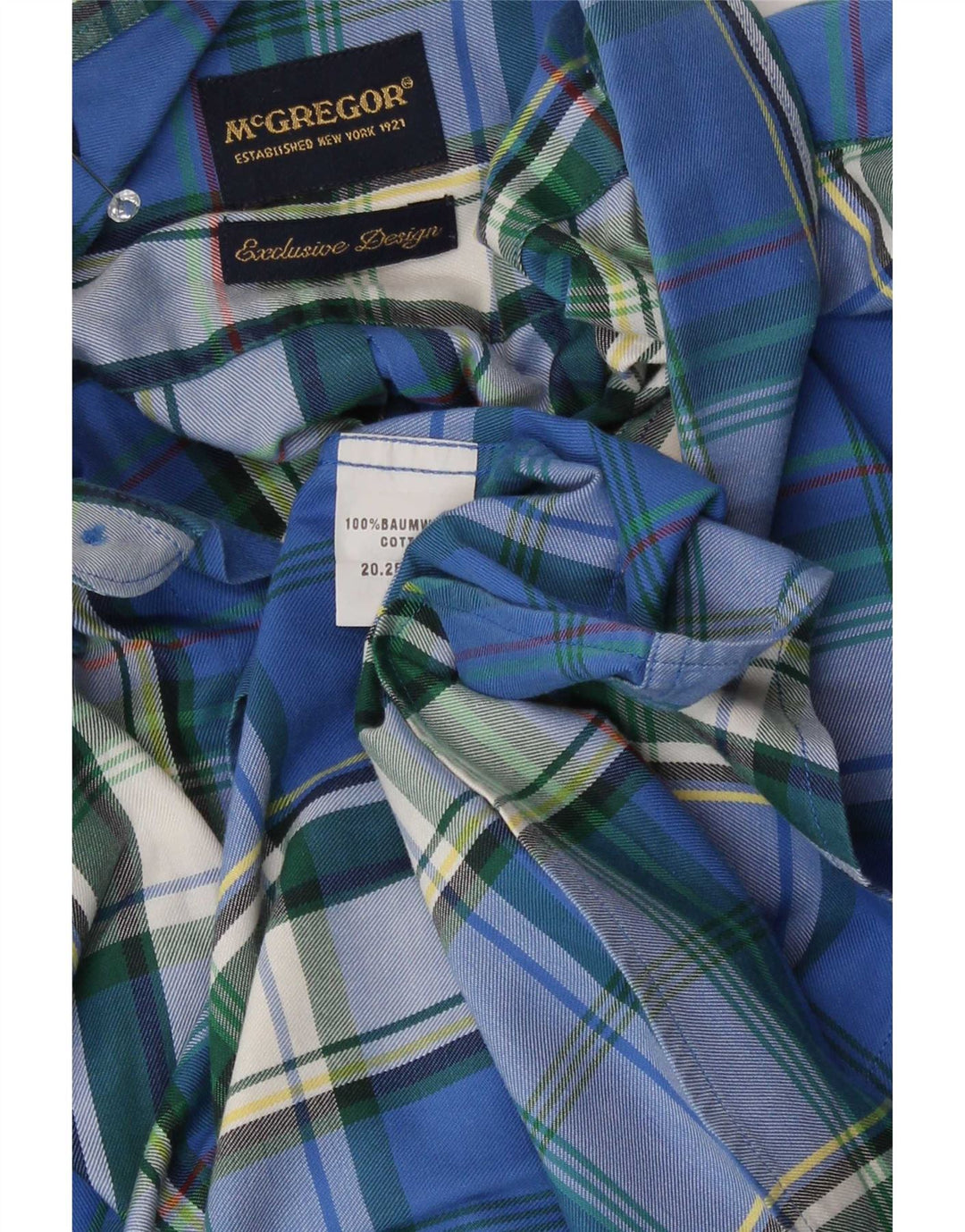 McGregor Camicia da uomo in cotone a quadri blu medio
