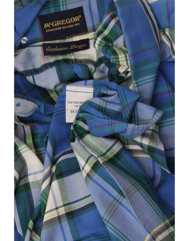 McGregor Camicia da uomo in cotone a quadri blu medio