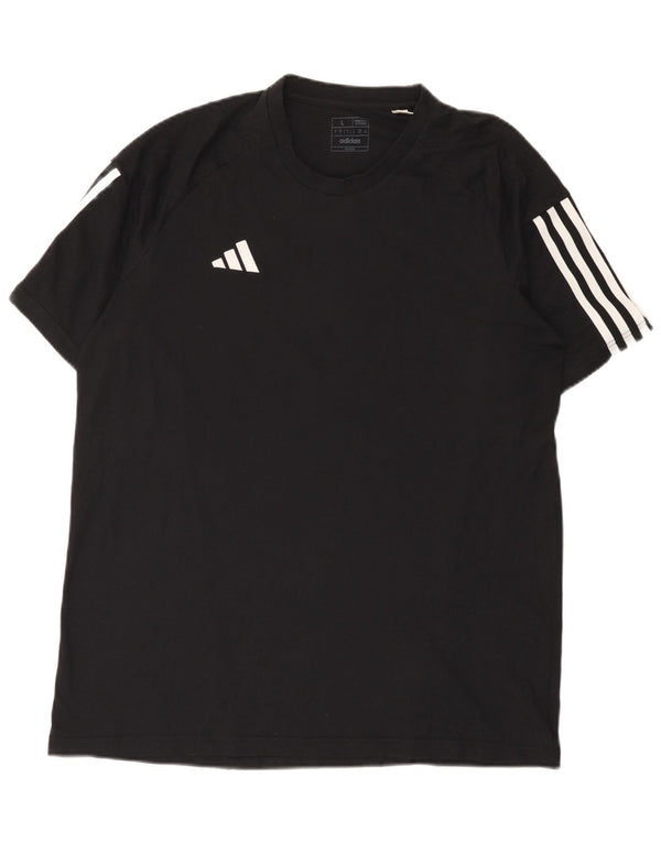 T-shirt Adidas da uomo vestibilità regolare Top Large in cotone nero