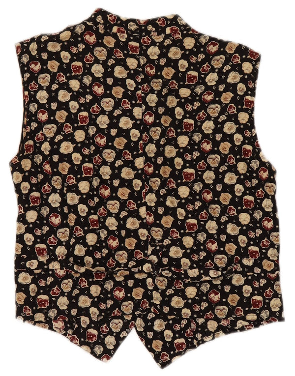 LES COPAINS Womens Sleeveless Shirt Blouse UK 12 Medium Black Floral