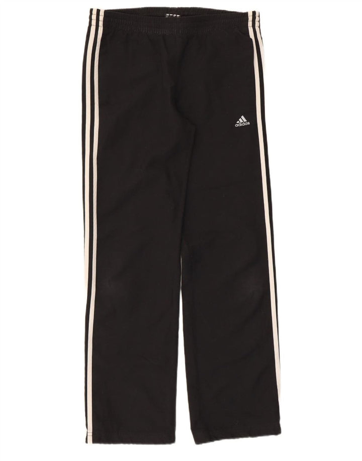 ADIDAS Boys Climalite Tracksuit Trousers 13-14 Years Black Polyester