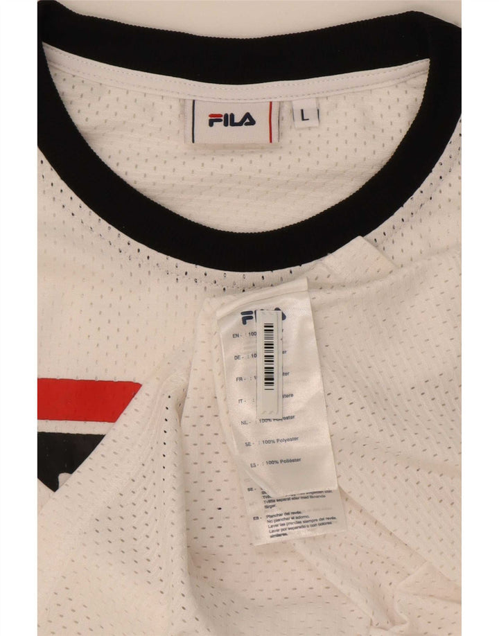 Maglietta grafica da donna Fila Top UK 16 grande poliestere bianco
