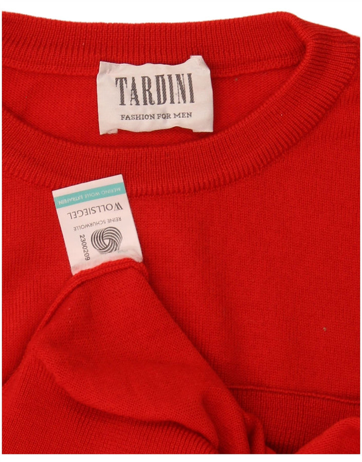 TARDINI Mens Crew Neck Jumper Sweater XL Red Wool