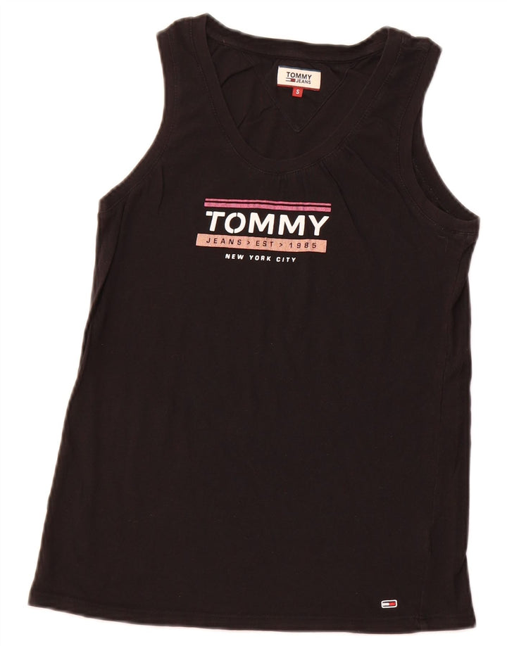 TOMMY HILFIGER Canotta grafica da donna UK 8 piccola nera