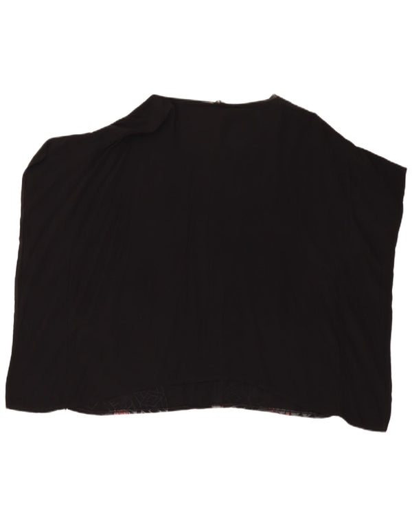 Desigual Donna Poncho Camicetta Top UK 16 Grande Viscosa Floreale Nera