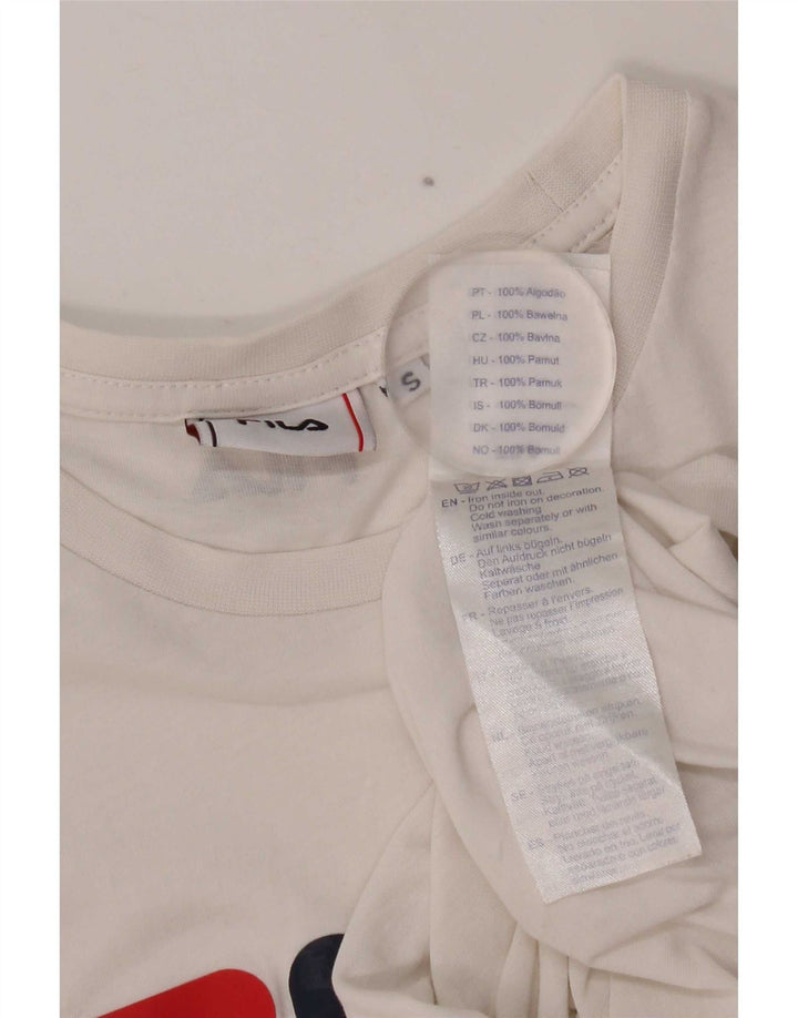 T-shirt grafica da uomo Fila Top Small in cotone bianco