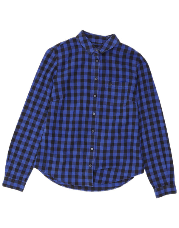 Camicia di flanella a maniche lunghe da donna Jack Wills UK 8 piccoli quadri blu