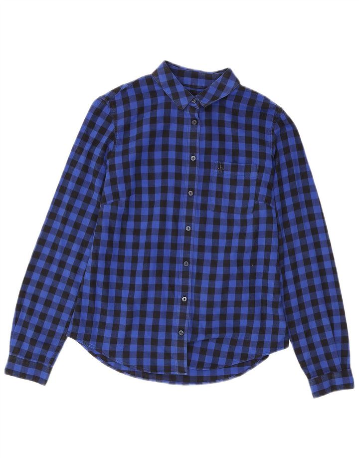 Camicia di flanella a maniche lunghe da donna Jack Wills UK 8 piccoli quadri blu
