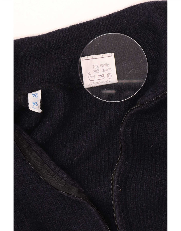 Maglione vintage da uomo con zip e collo in lana blu navy media
