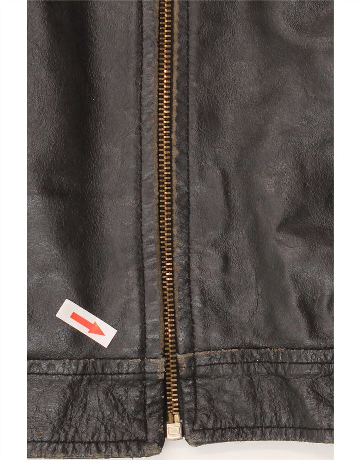 Giacca in pelle vintage da donna IT 50 XL Nera