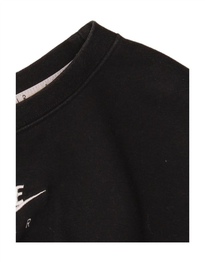 Felpa corta Nike da donna con grafica, maglione UK 12, cotone nero medio