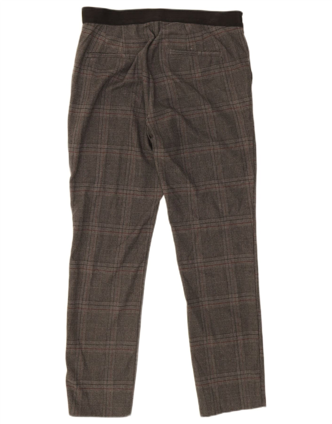 Pantaloni chino slim da donna Zara medi W32 L26 poliestere a quadri grigi
