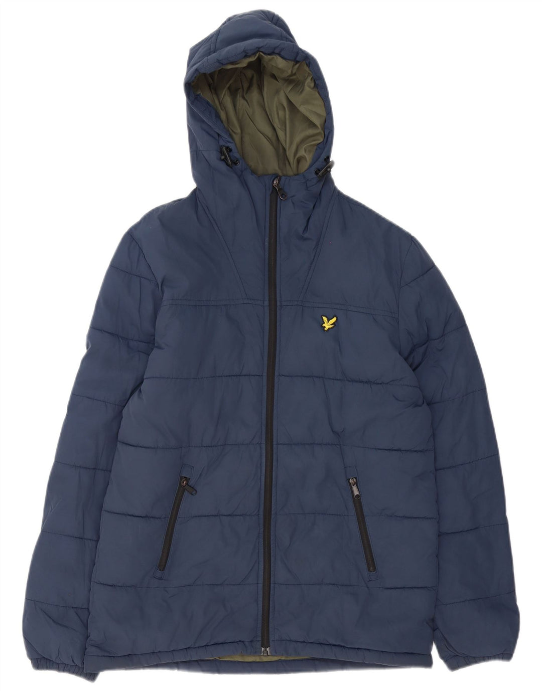 Giacca imbottita con cappuccio da uomo Lyle & Scott UK 36 piccola in nylon blu navy