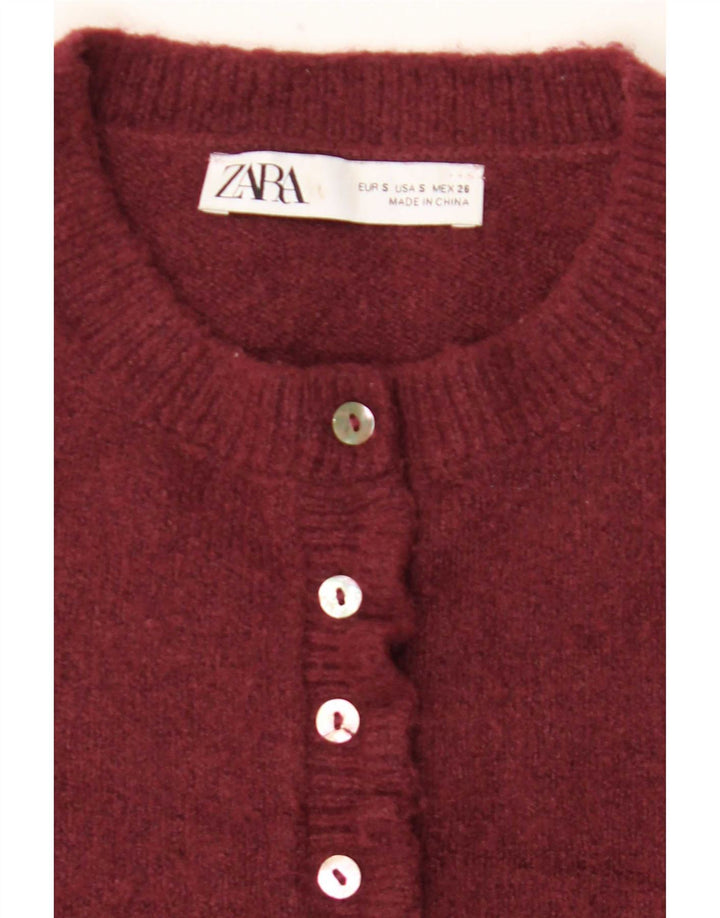 Maglione cardigan da donna Zara UK 10 piccolo bordeaux