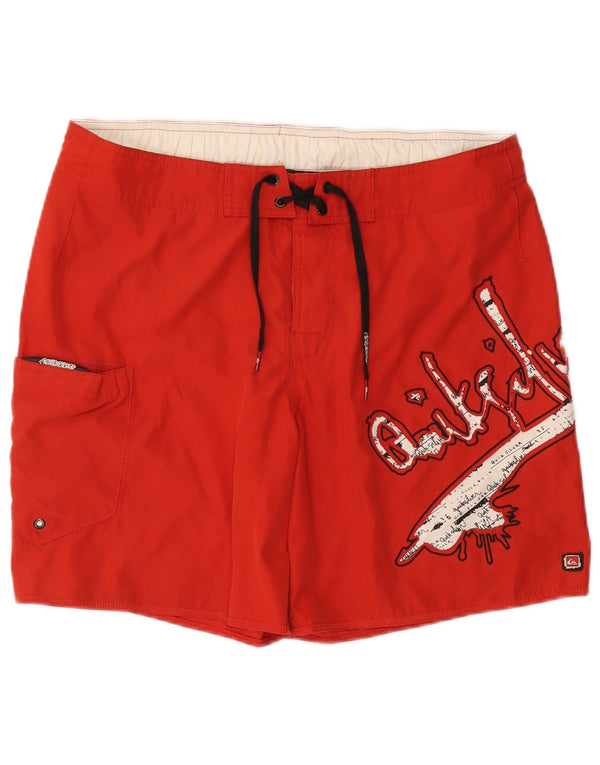 QUIKSILVER Pantaloncini da bagno grafici da uomo piccoli in poliestere rosso