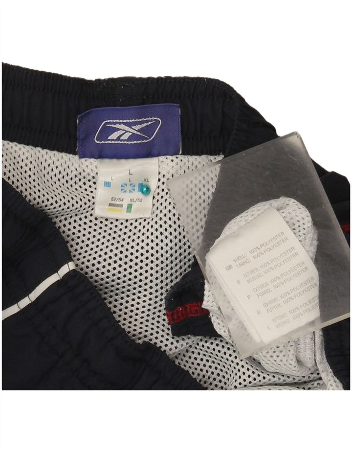 Pantaloncini sportivi Reebok da uomo con grafica, grandi, in poliestere blu navy