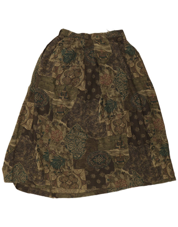 Gonna svasata da donna Meico UK 16 Large W30 Khaki Floral