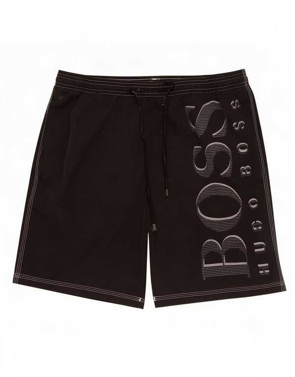 Pantaloncini da bagno grafici da uomo Hugo Boss medio nero in poliammide