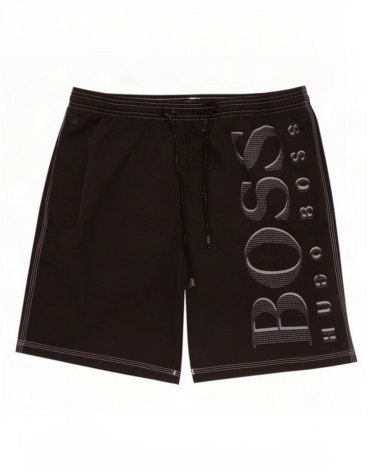 Pantaloncini da bagno grafici da uomo Hugo Boss medio nero in poliammide