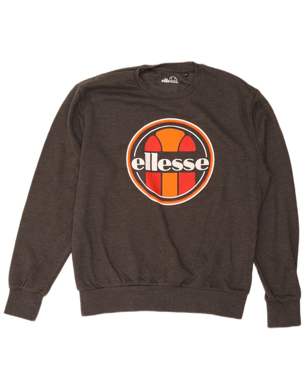 ELLESSE Felpa grafica da uomo Maglione XL Cotone grigio