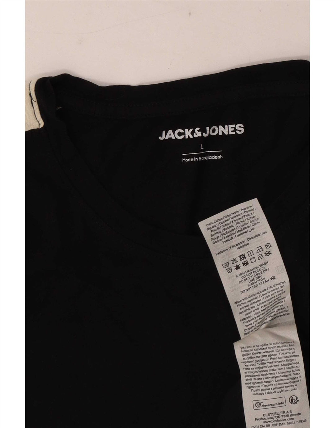 Jack & Jones T-shirt da uomo Top Large in cotone color block nero