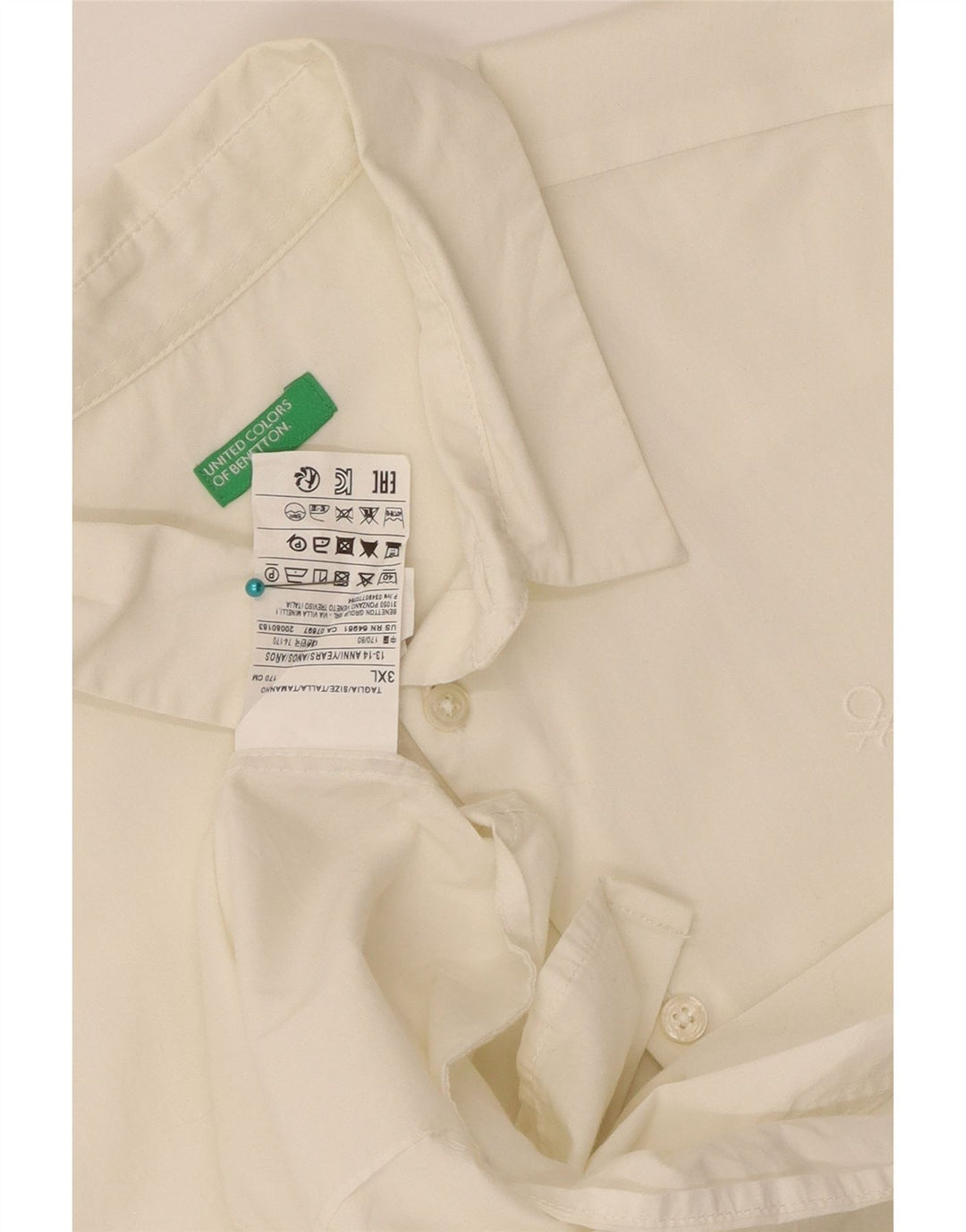 Maglia Benetton Bambino 13-14 Anni 3XL Cotone Bianco