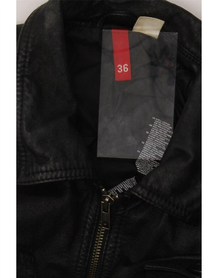 H&M Womens Bomber Leather Jacket EU 36 Small Black Leather Vintage H&M and Second-Hand H&M from Messina Hembry 