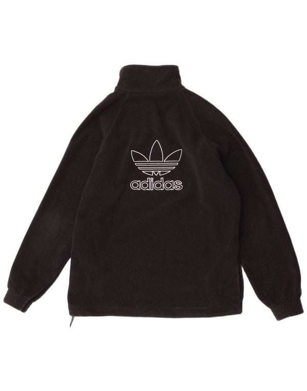 Maglione in pile Adidas da uomo con zip e collo piccolo in poliestere nero