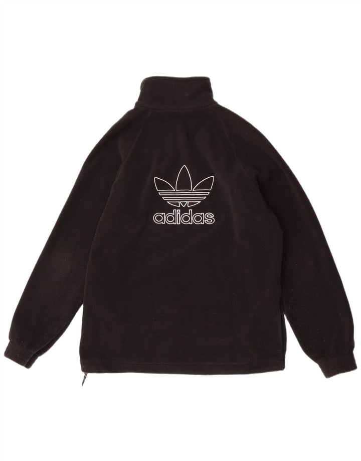 Maglione in pile Adidas da uomo con zip e collo piccolo in poliestere nero